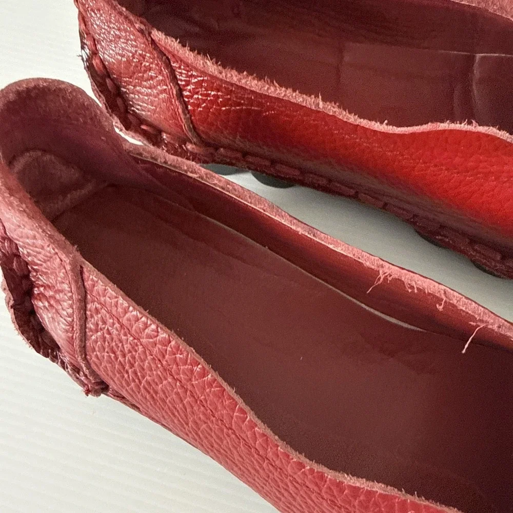 Socofy Platform Slip On Leather Loafer Red Womens 9 Handmade Shoes 255 Artsy